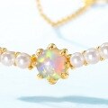 wholesale S925 sterling silver jewelry manufacturer wholesale for trendy and versatile Japanese and Korean retro-style synthetic opal necklaces-0-2