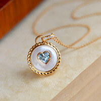 wholesale S925 Sterling Silver French-style Round Love Shell Zircon Necklace for Women, Elegant and Sophisticated Collarbone Chain-BX0434-Gold 925 Silver