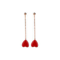 wholesale 925 Sterling Silver Large Red Heart Tassel Drop Earrings, Long Minimalist Dangle Earrings with Studs for an Elegant and Unique Style-0-4