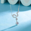 925 Sterling Silver 1ct Moissanite Snake Pendant Necklace, Cross-border New-0-0