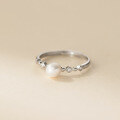 wholesale S925 Sterling Silver Fresh and Sweet Ins Style Small and Unique Design Diamond-Inlaid Rhombus Pearl Ring R02819-0-3