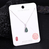 Metal Alloy Crystal Butterfly Necklace and Earring Set-S925 Sterling Silver + Jadeite NA-0137B 925 Silver