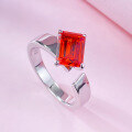 wholesale S925 Silver Metal Live Stream New Product 6*8mm Fanta Orange Open Adjustable Ring for Women,-0-2