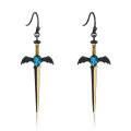 wholesale 925 Silver Dark Series Designer High-End Dagger Gothic Earrings with Natural Gemstones-0-7