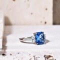 wholesale S925 Sterling Silver Classic Square Gemstone Ring 32 Carat European and American Export Blue Spinel Crystal Ring Fashion-0-3