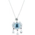 wholesale S925 Silver Vintage Aquamarine Ruyi Longevity Lock Necklace for Women, Minimalist Niche High-End Collarbone Chain for Douyin Live-0-4