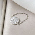 wholesale S925 silver plated with 18k gold, fashion circular bubble D color moissanite ring chain design-0-1