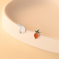 wholesale S925 Silver Asymmetrical Playful Earrings for Women with Micro-Paved Bunny and Carrot Design M00538-0-2