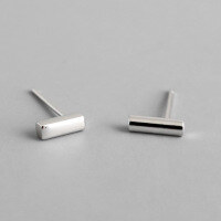 wholesale S925 Sterling Silver YH305-304 Korean Version T-shaped Design Ins Versatile Minimalist Smooth Small Square Stud Earrings-Small square column 305 [with sterling silver ear plugs] &gt; 925 silver