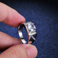 S925 Sterling Silver 2-Carat Moissanite Men's Ring, Simple and Dignified-0-2