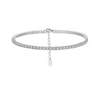 wholesale S925 Sterling Silver 20mm Colorful Zircon Tennis Adjustable Bracelet, Fashionable and Versatile-14K gold, 2mm white zirconium, weight 3.61g 925 silver