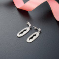 wholesale 925 Sterling Silver Women's Geometric Exaggerated Hollow-out Long Zircon Earrings Ear Studs-0-2