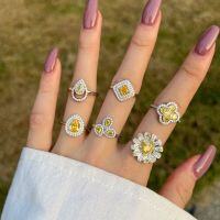 wholesale S925 Sterling Silver European and American Style New Wedding Ring for Women with Yellow Zircon 5A/8A Sparkling Design Wholesale-DY120780-SW-HB 5