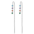 wholesale 925 Sterling Silver Earrings Minimalist and Elegant Dopamine Ear Threads with Colorful Zircon Pendant for Women, Cross-Border Exclusive Wholesale Jewelry-0-6