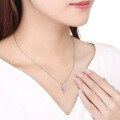 S925 Sterling Silver Four-Prong Moissanite Women's Necklace-0-2