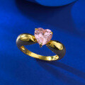 wholesale S925 Silver Ring Exquisite Hong Kong Style Peach Oolong 7*7 Heart-Shaped Pink Diamond Ring High Carbon Diamond Niche Design Pink-0-2