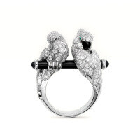 wholesale 925 Silver Gold-Plated Ring with High-Carbon Diamonds, Double-Headed Parrot Enamel, Luxury Banquet Jewelry, Versatile Women's Ring-Enamel color 120 catties or less US size 7 (Hong Kong size 14-15 EU size 55) Ring length is about 55mm