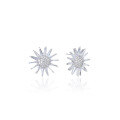 wholesale S925 Sterling Silver Sunflower Stud Earrings Women Korean Style Inlaid T-Square Diamonds Sweet Temperament Flower Earrings Cross-Border Supply Wholesale-0-4