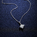 S925 Silver Pendant Moissanite Necklace for Women, Square-Cut, Live Stream Source-0-1