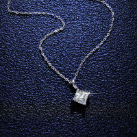 S925 Silver Pendant Moissanite Necklace for Women, Square-Cut, Live Stream Source-1.2-carat square-cut diamond (D color moissanite)  925 silver