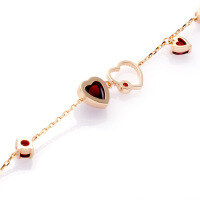 wholesale [] 925 Silver Gold Plated Dunli Jewelry Winter New Red Pomegranate Love Heart Bracelet Birthday Gift-Red Pomegranate Heart Shape Bracelet 925 Silver