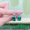 wholesale S925 sterling silver new jewelry European and American luxury-set 8*10 nano green earrings cross-border AliExpress style-0-1
