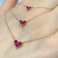 wholesale 18K Gold Red Ruby Heart Necklace, StarJewelry Same Style Heart-shaped Collarbone Chain for Valentine's Day Gift-0-1
