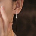 wholesale Metal S925 Long Phoenix Tail Chain Tassel Ear Thread Women's Popular Fashion Niche Design Ins Personality Minimalist Earrings-0-1