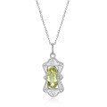 wholesale S925 Sterling Silver Japanese-style New Antique Picture Frame Synthetic Lemon Stone Pendant Fashion Elegant Necklace Wholesale-0-5