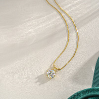 S925 Silver D-color Moissanite Women's Versatile Necklace Wholesale-Set with 1 carat moissanite  925 silver