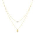 wholesale S925 Sterling Silver Cross Pendant Pearl Choker Necklace,-0-4