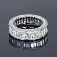 S925 Sterling Silver Square Zircon Ring, Cross-border Supply, Flashy & Minimalist Style-Size H [Clearance Sale with Free Shipping]  US Size 7
