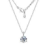 S925 Silver D Color Moissanite Three-Prong Single Stone Pendant Necklace-1.5-carat three-prong solitaire necklace [white gold]  925 silver