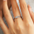 S925 Sterling Silver Hip-Hop Asymmetrical Stacking Ring with Moissanite-0-2