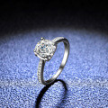 925 Sterling Silver Moissanite Six-Prong Women's Ring Straight Shank Bull Head Jewelry Factory TikTok Live-0-3
