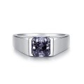wholesale 925 Sterling Silver Men's Ring Simple Smooth Surface Zircon 3 Carat Wholesale for Cross-Border Fashion-0-6