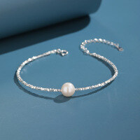 wholesale S925 Sterling Silver Sparkling Bracelet for Women, Light Luxury with a Few Grams of Crushed Silver and Freshwater Pearl Bracelet, Cross-Border New Accessory-Freshwater pearl bracelet with a few ounces of silver