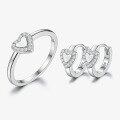 wholesale 925 Sterling Silver Heart Zircon Ear Studs Simple and Elegant High-End Sense Diamond Inlaid Ring Silver Jewelry Valentine's Day Gift-0-6