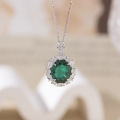 wholesale Metal material first, cross-border live streaming hit colored gemstone fashion women's emerald ring gemstone pendant necklace earring set jewelry-0-7