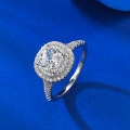 wholesale S925 Silver New 12ct Small Ice Cube Luxury Halo Cushion 6*6 White Diamond Ring-0-2