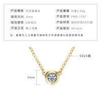 S925 Silver Invisible Necklace with 1ct D Color Moissanite Square Pendant-K-brand UFO necklace [K gold]  925 silver