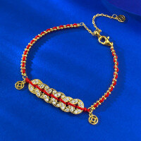wholesale S925 Silver New Chinese Style Five Emperor Coins Red Rope Bracelet, Money Bracelet, Xiaohongshu-B165 Five Emperors Coins Red Rope Bracelet Adjustable