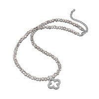 wholesale S925 Sterling Silver Women's High-End Hollow Clover Gray Synthetic Crystal Beaded Design Ins Style Necklace-Gray synthetic crystal DY190993-SW-WH 925 silver