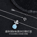 Metal Cross-Border Live-Streaming Best-Seller Pendant Necklace, Blue Firework Cut, Minimalist Luxury Collarbone Chain-0-0