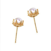 wholesale 18K Gold Vintage New Style Natural Pearl Earrings for Women, Fashionable and Unique Retro Design-Gold 18K