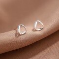 wholesale S925 Sterling Silver Hollow-Out Triangle Stud Earrings for Women, Minimalist and Versatile Student Ear Piercing Jewelry-0-0