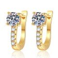 S925 Sterling Silver Moissanite U-Shaped Earrings, Classic Luxury Korean Style-0-3