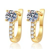 S925 Sterling Silver Moissanite U-Shaped Earrings, Classic Luxury Korean Style-5mm high-carbon stone  925 silver