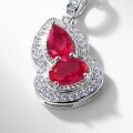 wholesale S925 Silver New European and American Style Cultivated Ruby Small Gourd Pendant Necklace, Red, Light Luxury Niche Wholesale Jewelry-0-2