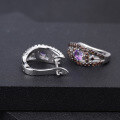 wholesale 925 Sterling Silver Embellished Luxury Designer Natural Amethyst Earrings, Opulent Floral Collection-0-3
